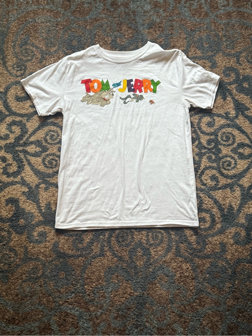 Old Navy White Tom & Jerry Colorful Logo Short Sleeve Tee